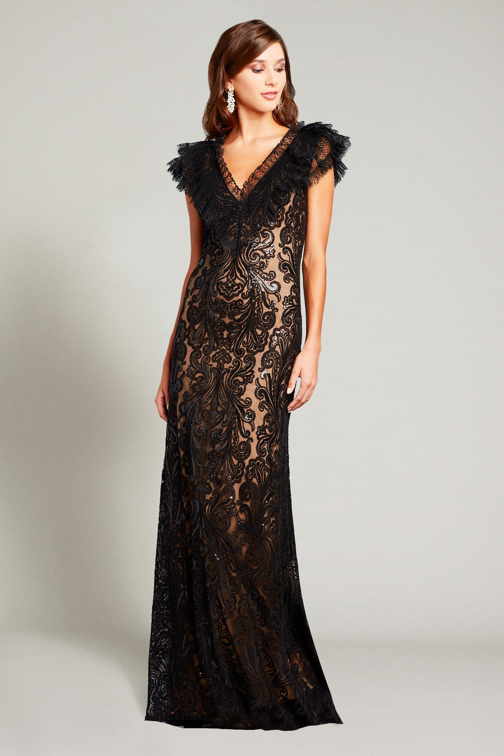 Hatice Sequin-Embroidered Ruffle Gown