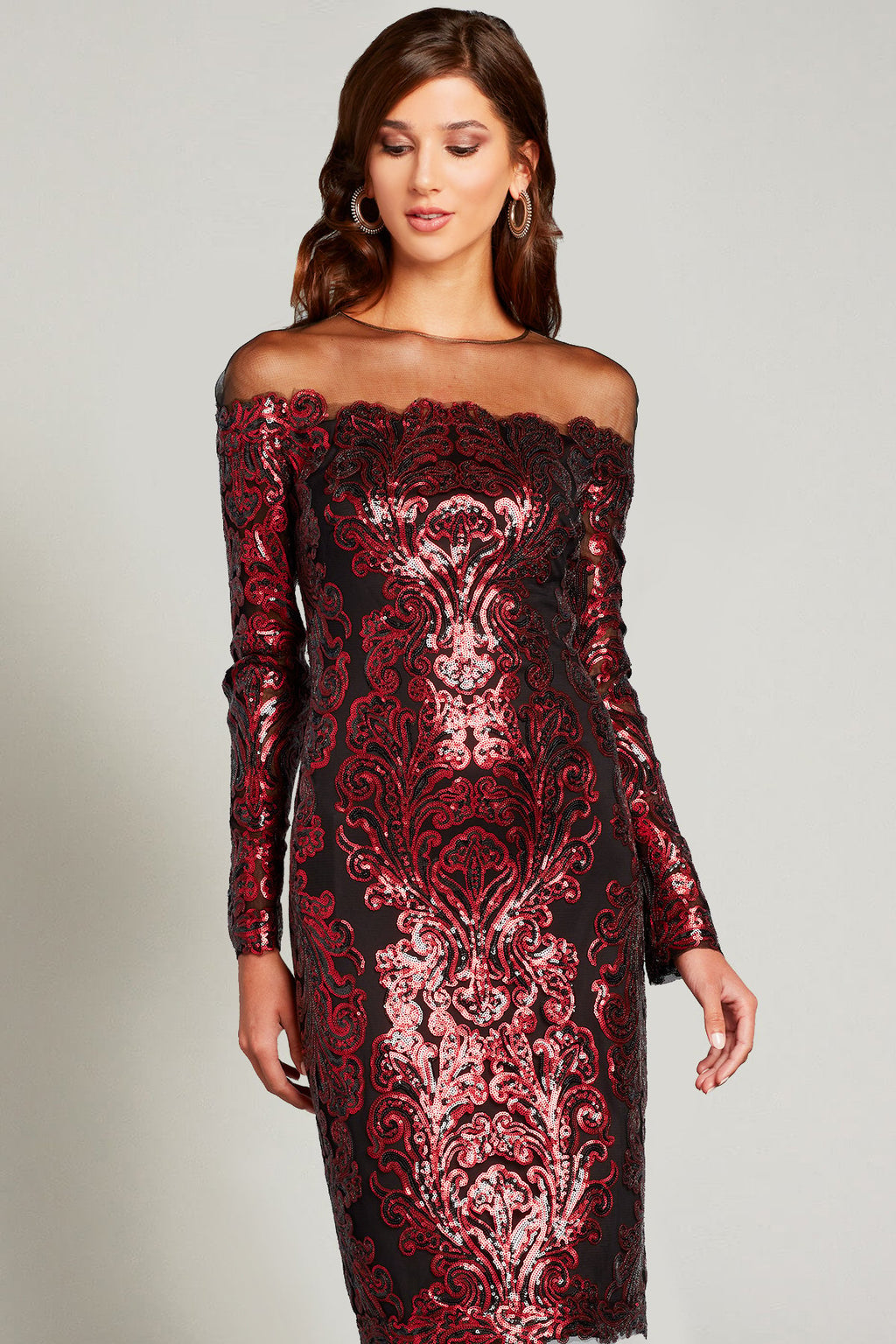 Betul Sequin-Embroidered Illusion Dress