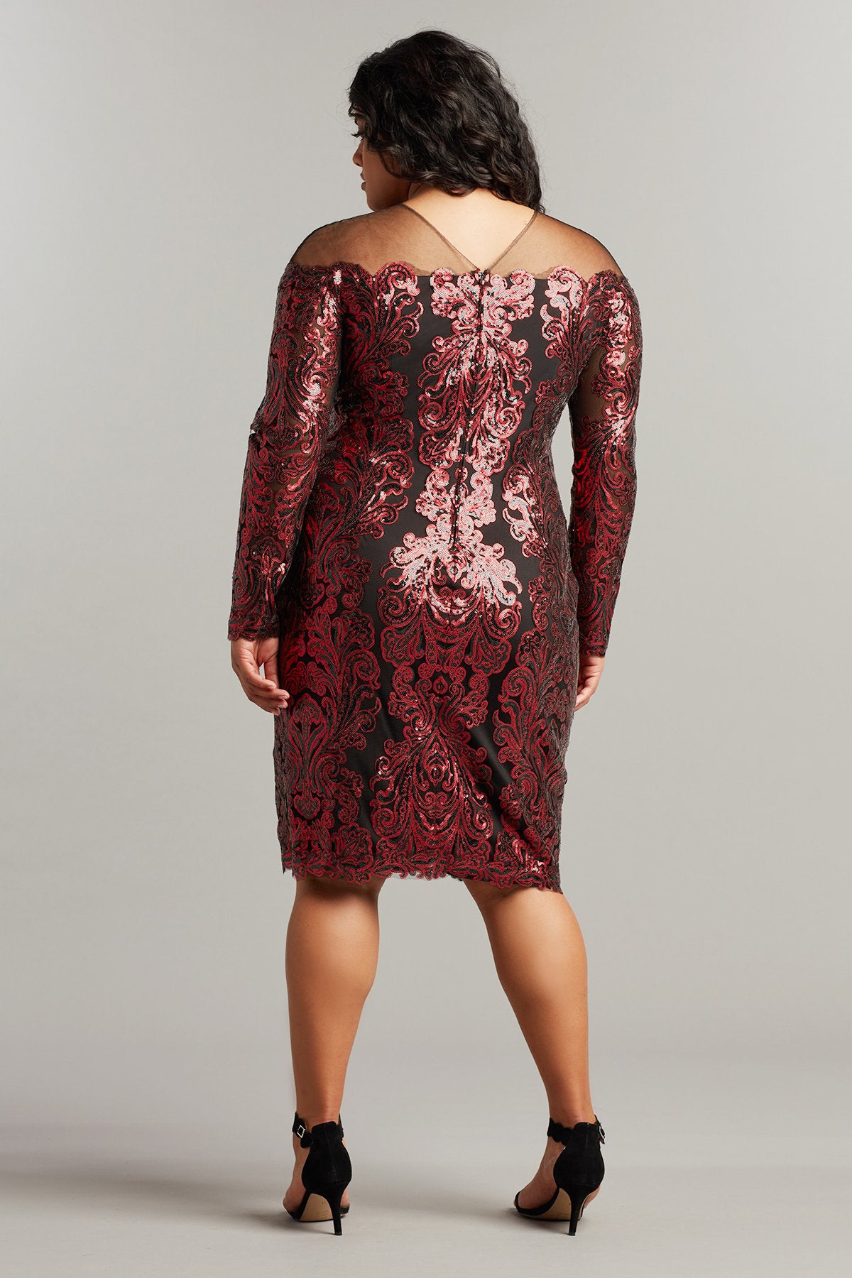 Betul Sequin-Embroidered Illusion Dress - PLUS SIZE