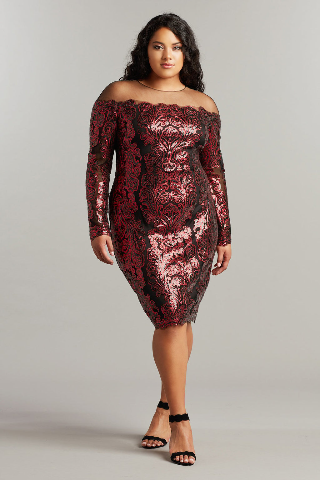 Betul Sequin-Embroidered Illusion Dress - PLUS SIZE