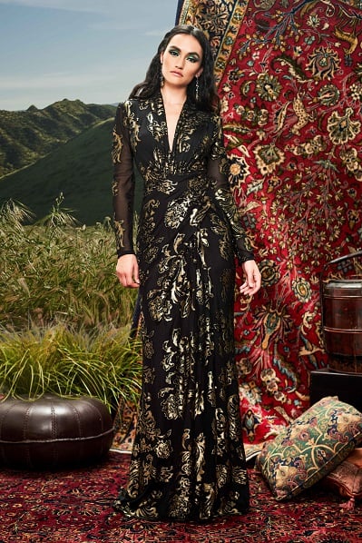 Banu Burnout Velvet Gown