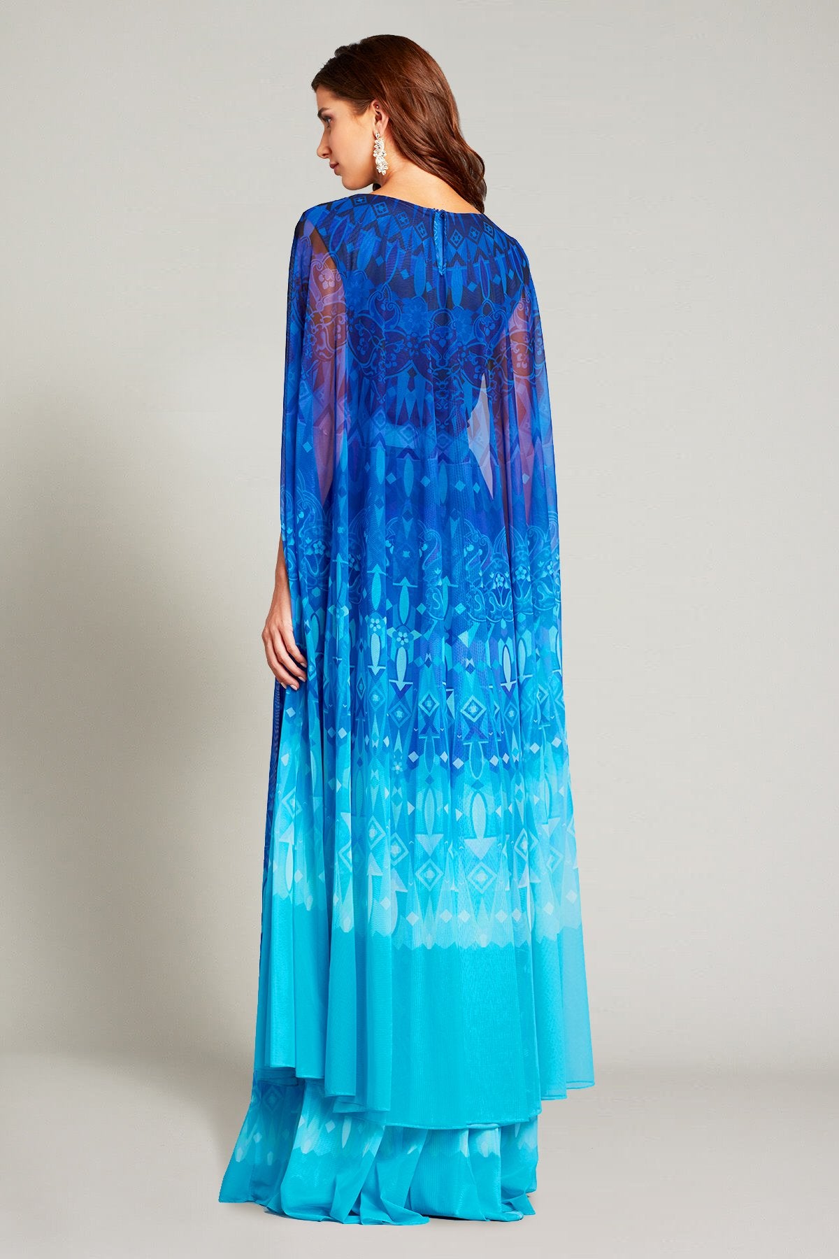 Safiye Ombr_-Print Capelet Gown