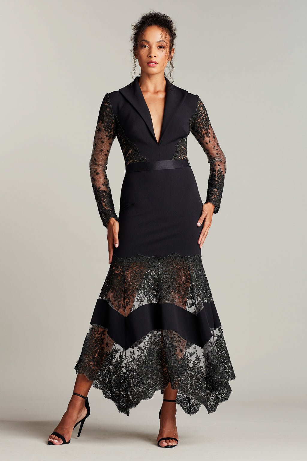 Bataar Embroidered Tulle Crepe Gown