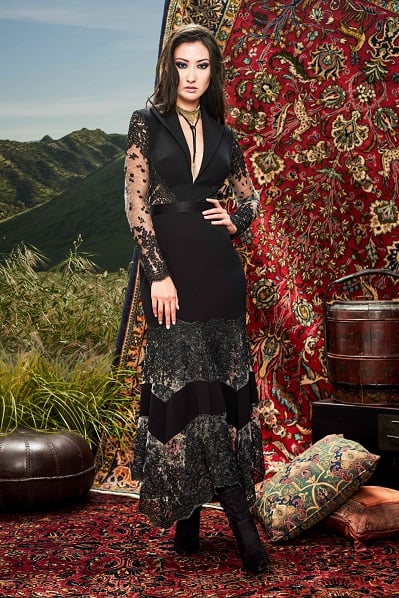 Bataar Embroidered Tulle Crepe Gown