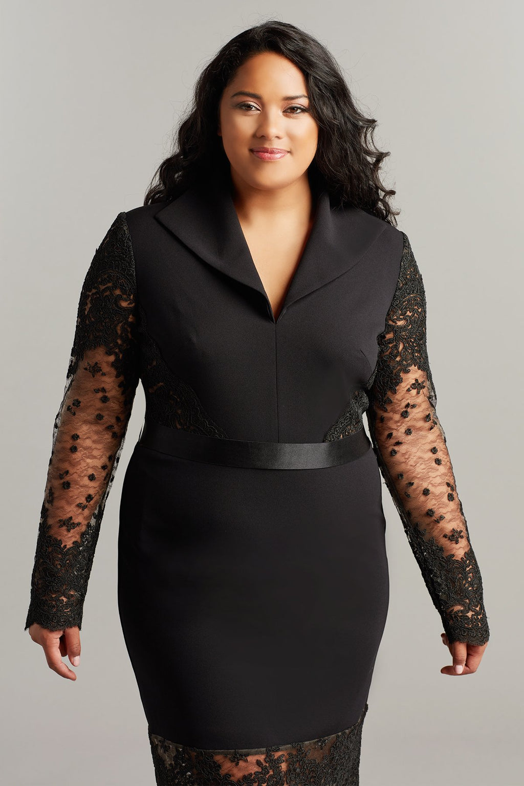 Bataar Embroidered Tulle Crepe Dress-PLUS SIZE