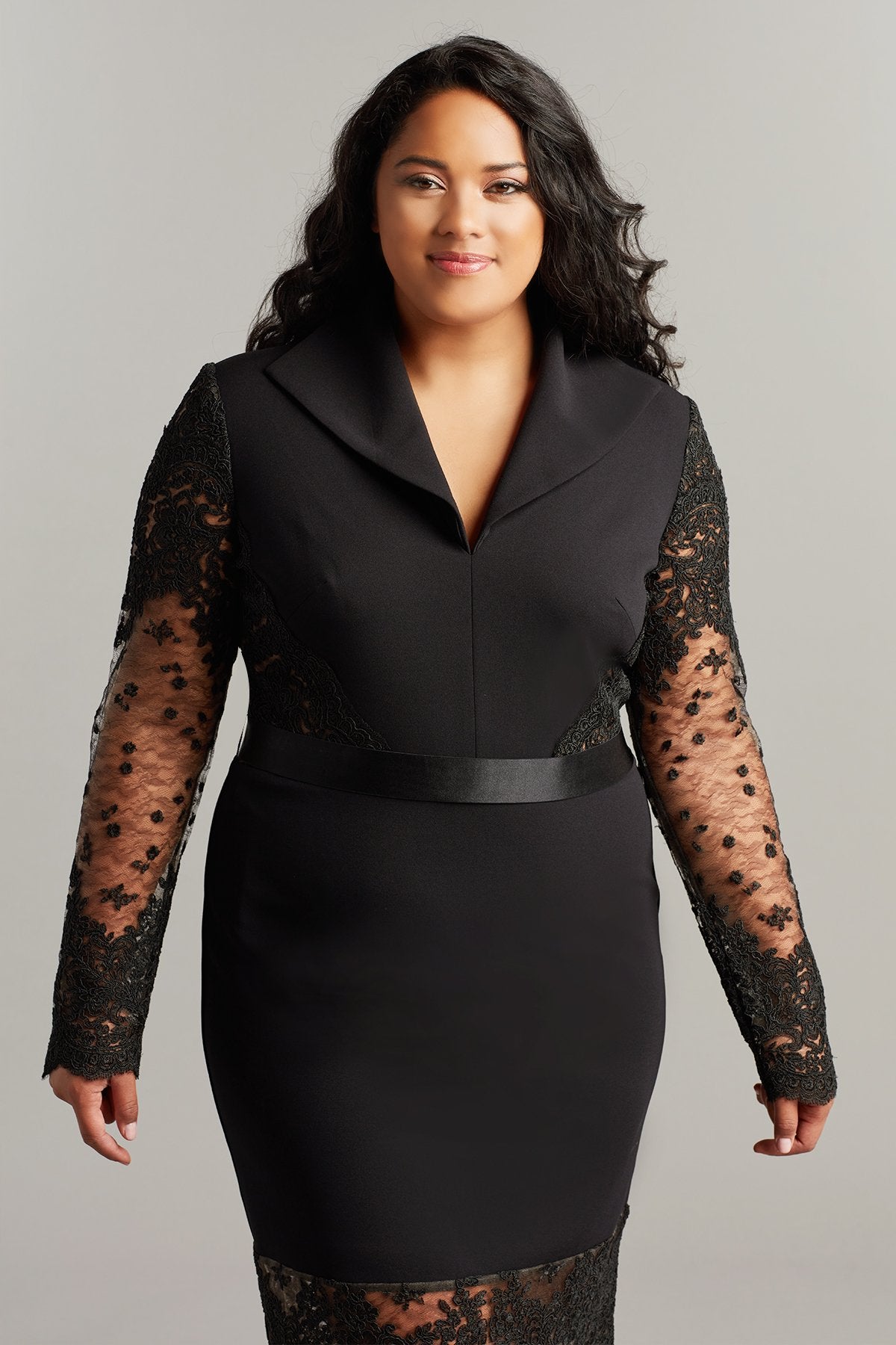Bataar Embroidered Tulle Crepe Dress-PLUS SIZE