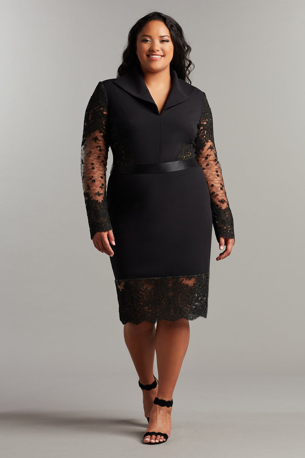Bataar Embroidered Tulle Crepe Dress-PLUS SIZE