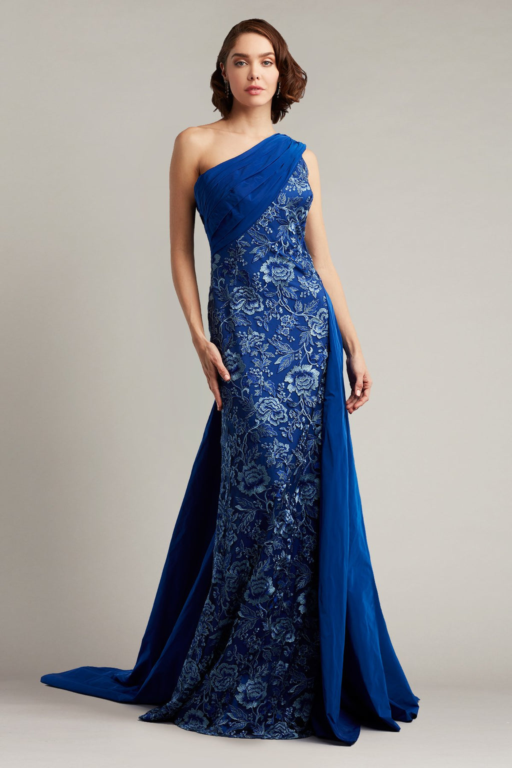 Witkin One-Shoulder Draped Taffeta Gown