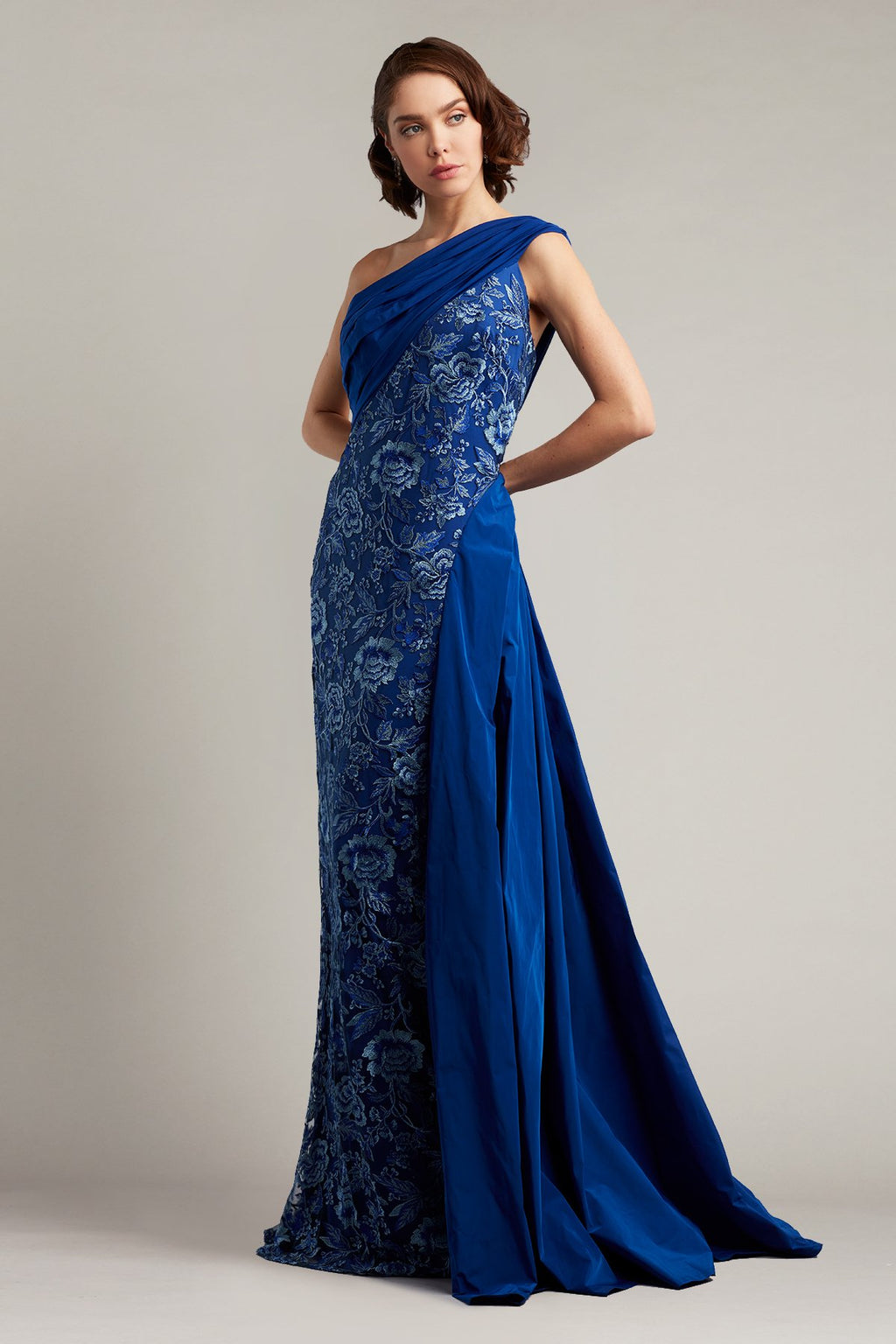 Witkin One-Shoulder Draped Taffeta Gown