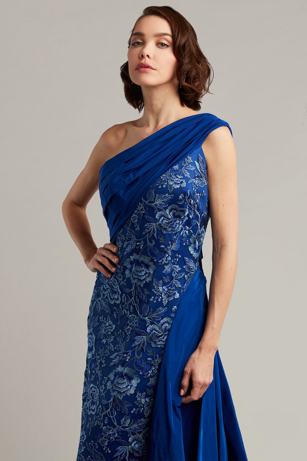 Witkin One-Shoulder Draped Taffeta Gown