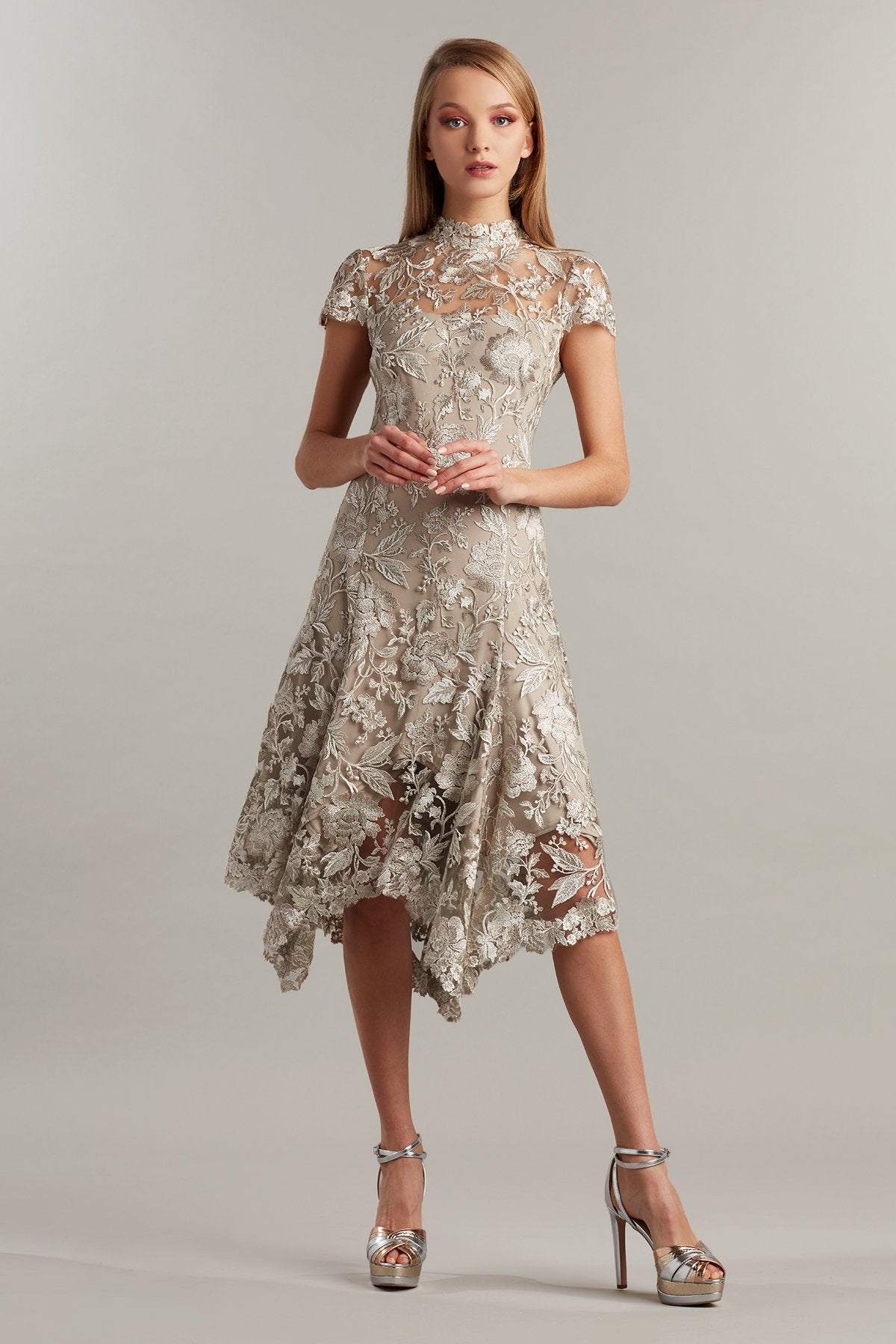 Aydar Handkerchief Hem Embroidered Dress