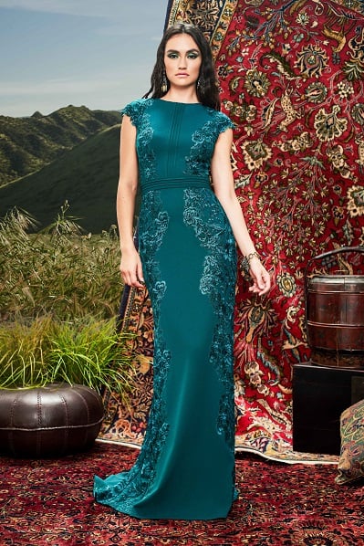 Bayer Embroidered Appliqu_ Gown
