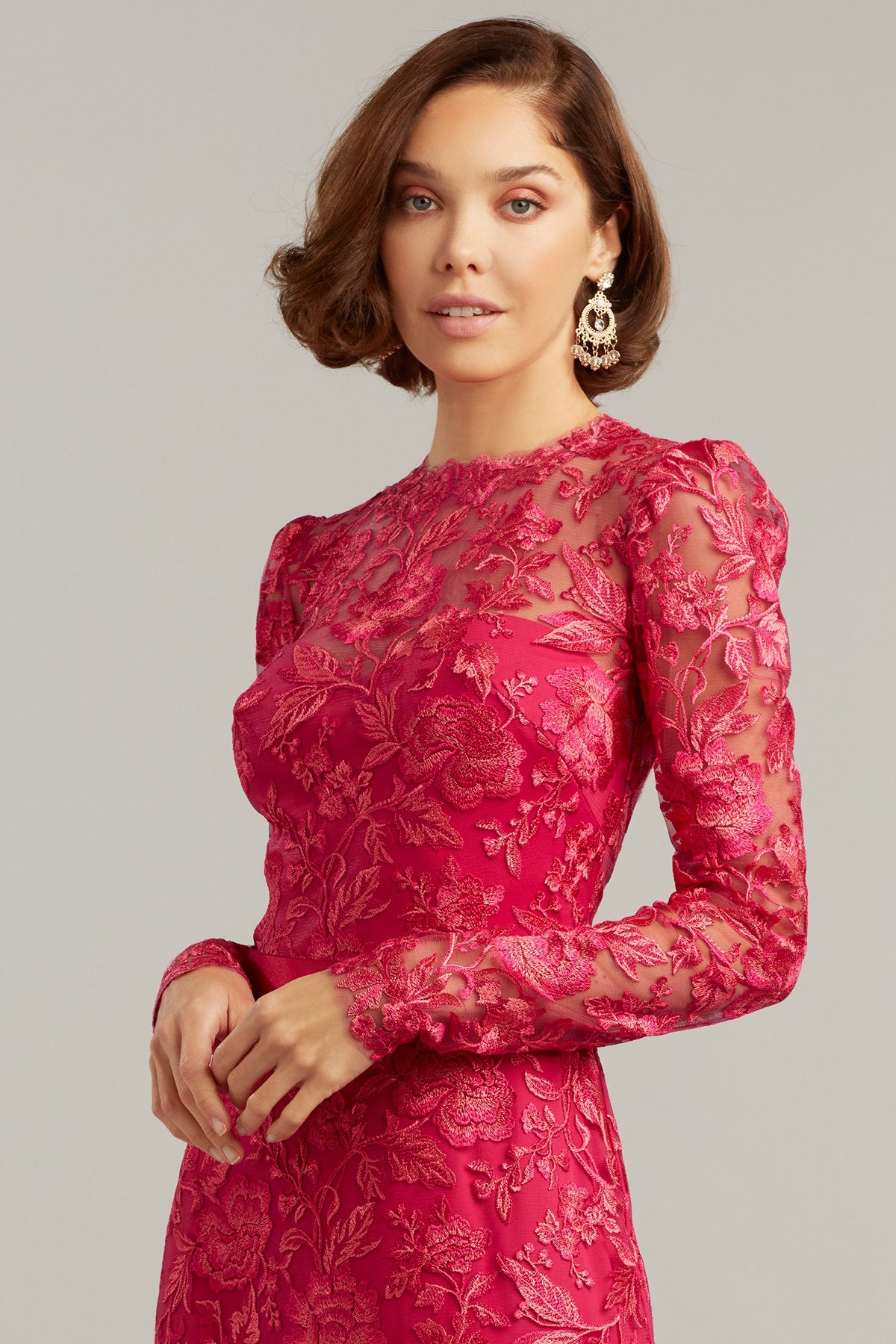 Rachelle Embroidered Tulle Midi Dress