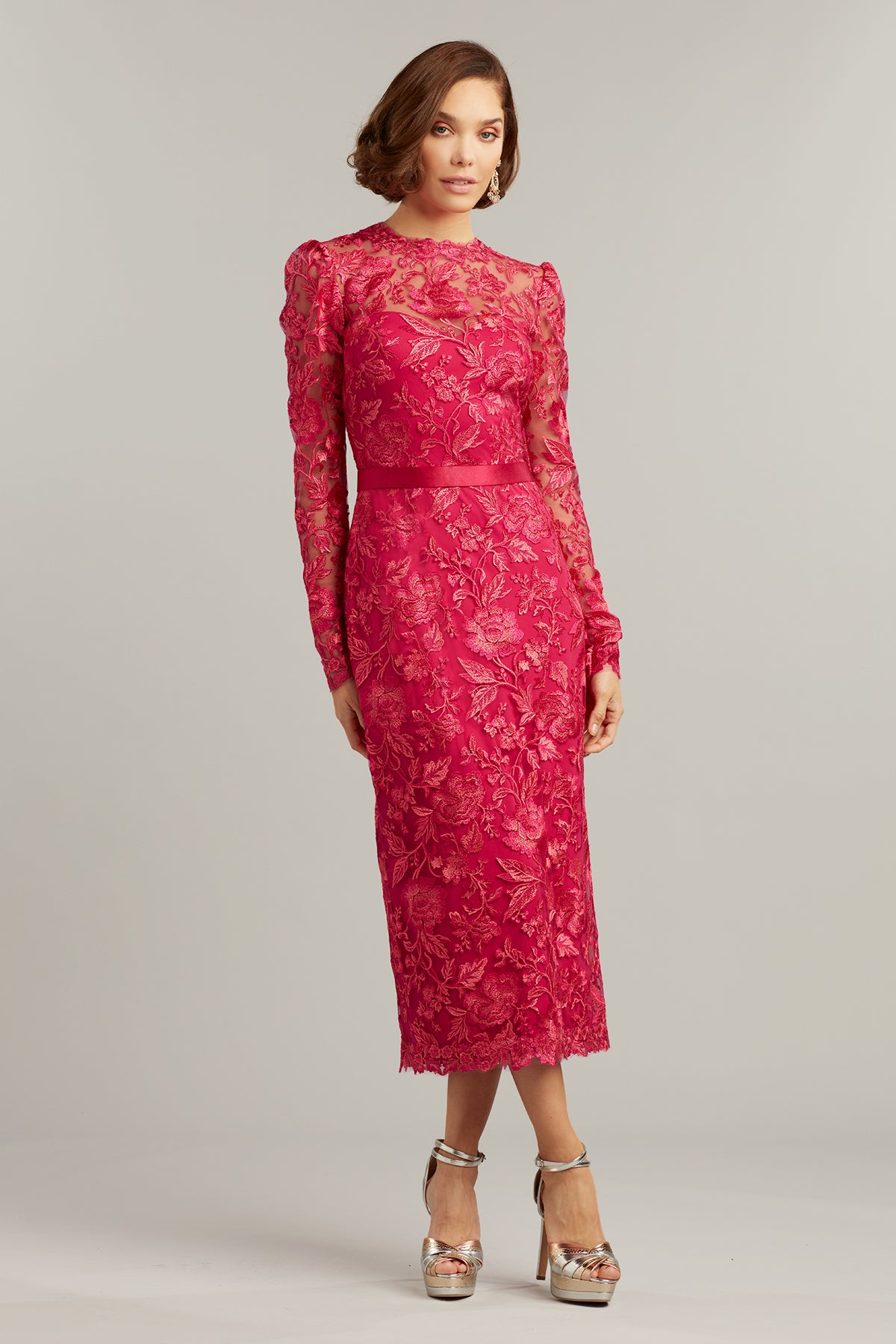 Rachelle Embroidered Tulle Midi Dress