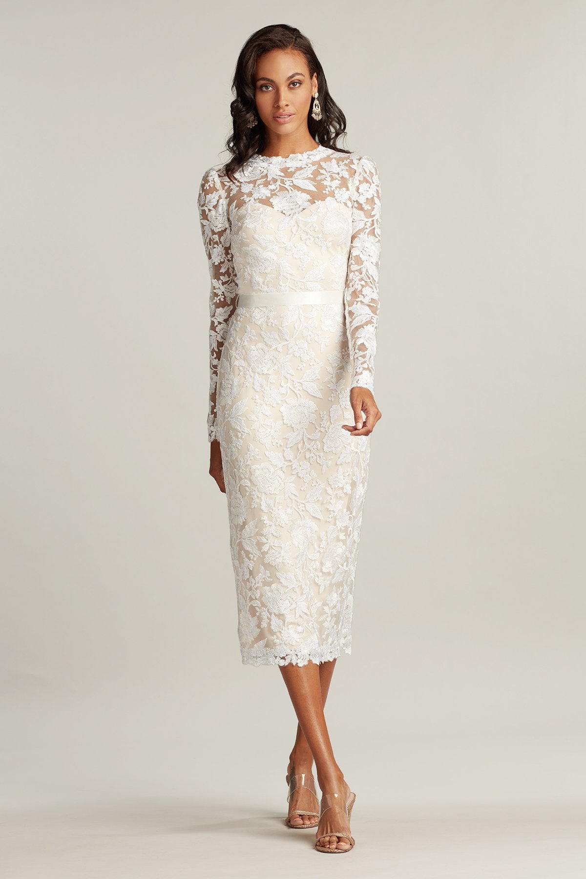 Rachelle Embroidered Tulle Midi Dress