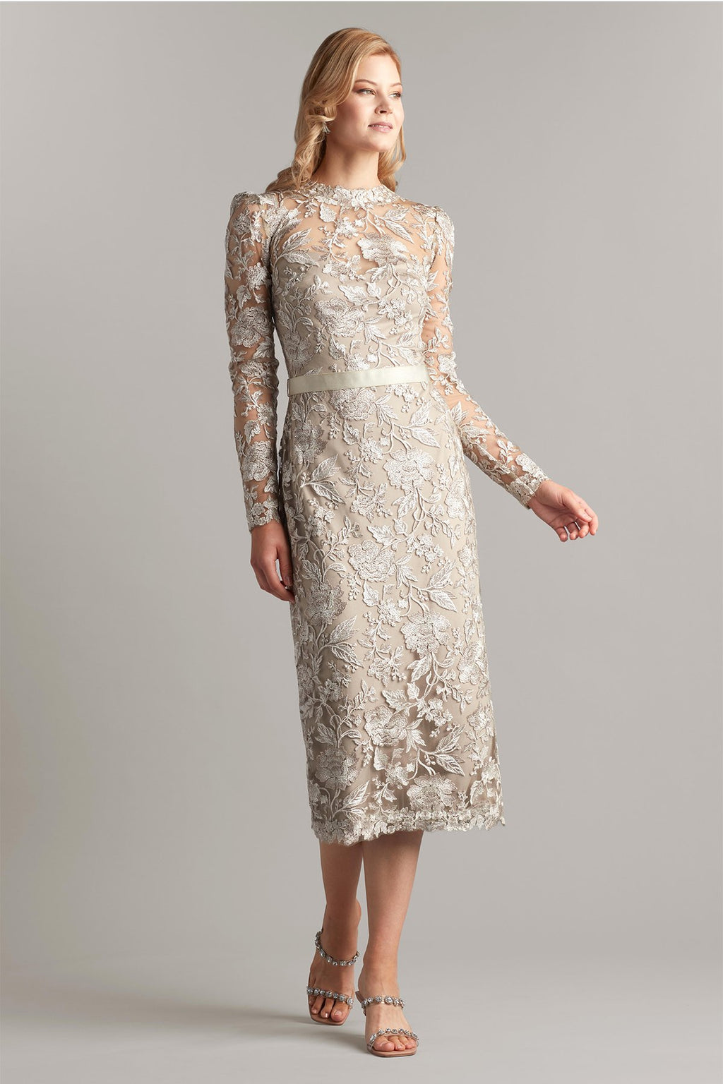 Rachelle Embroidered Tulle Midi Dress