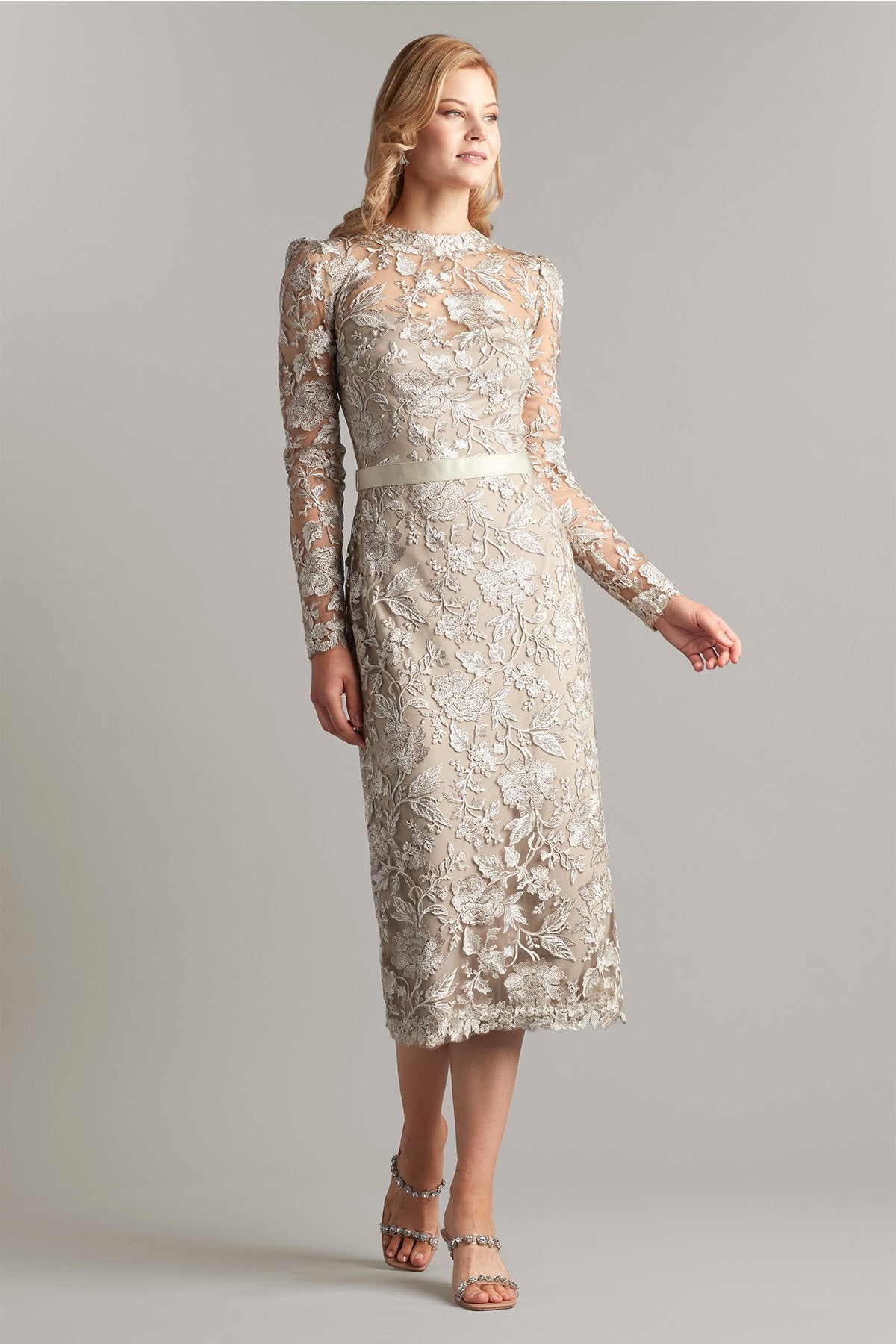 Rachelle Embroidered Tulle Midi Dress