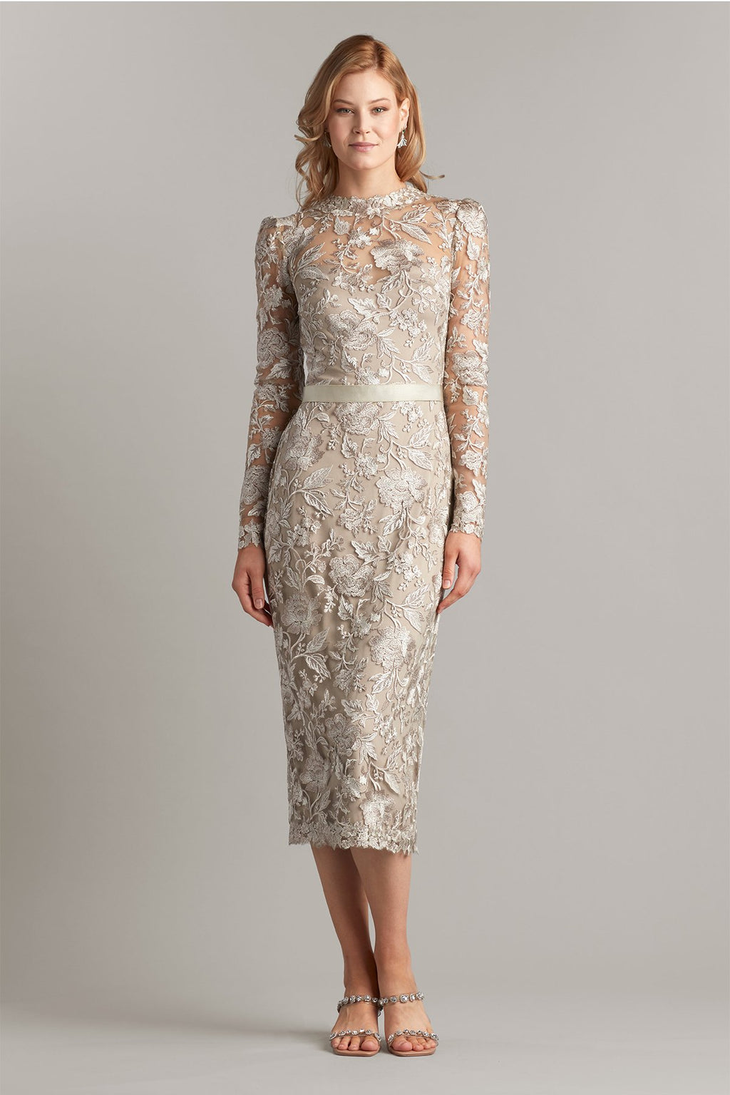 Rachelle Embroidered Tulle Midi Dress
