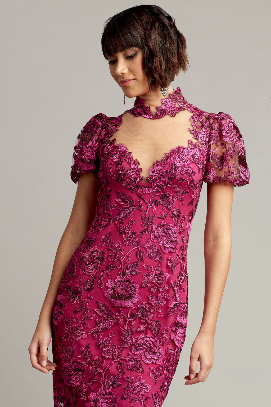 Daniela Embroidered Illusion Dress