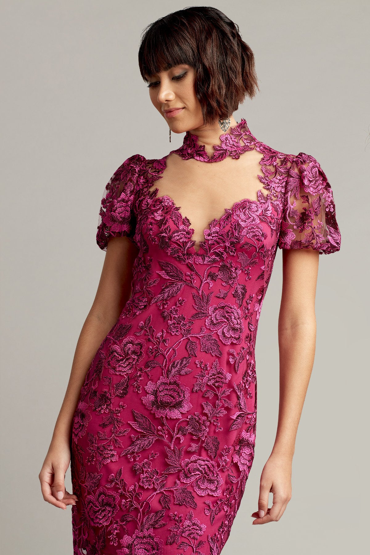 Daniela Embroidered Illusion Dress