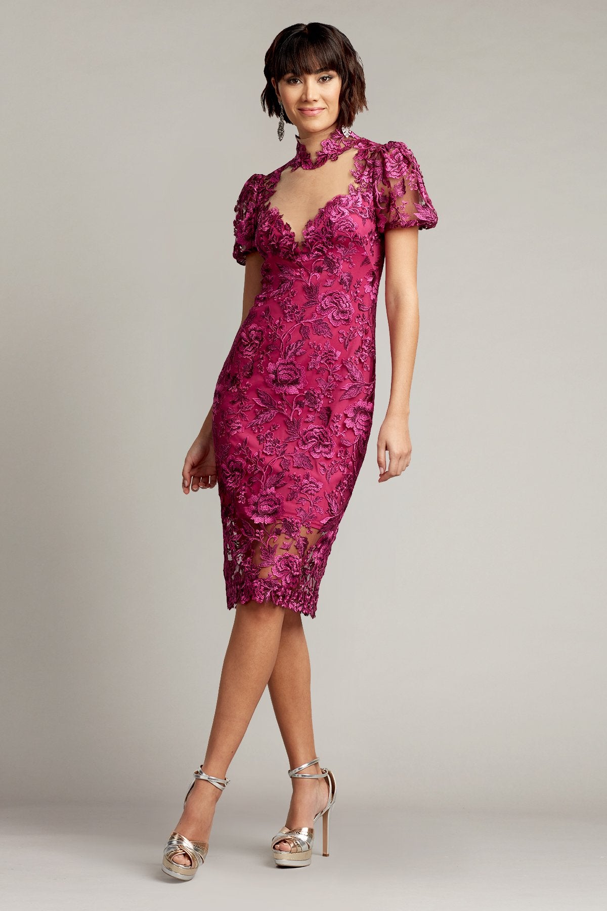 Daniela Embroidered Illusion Dress