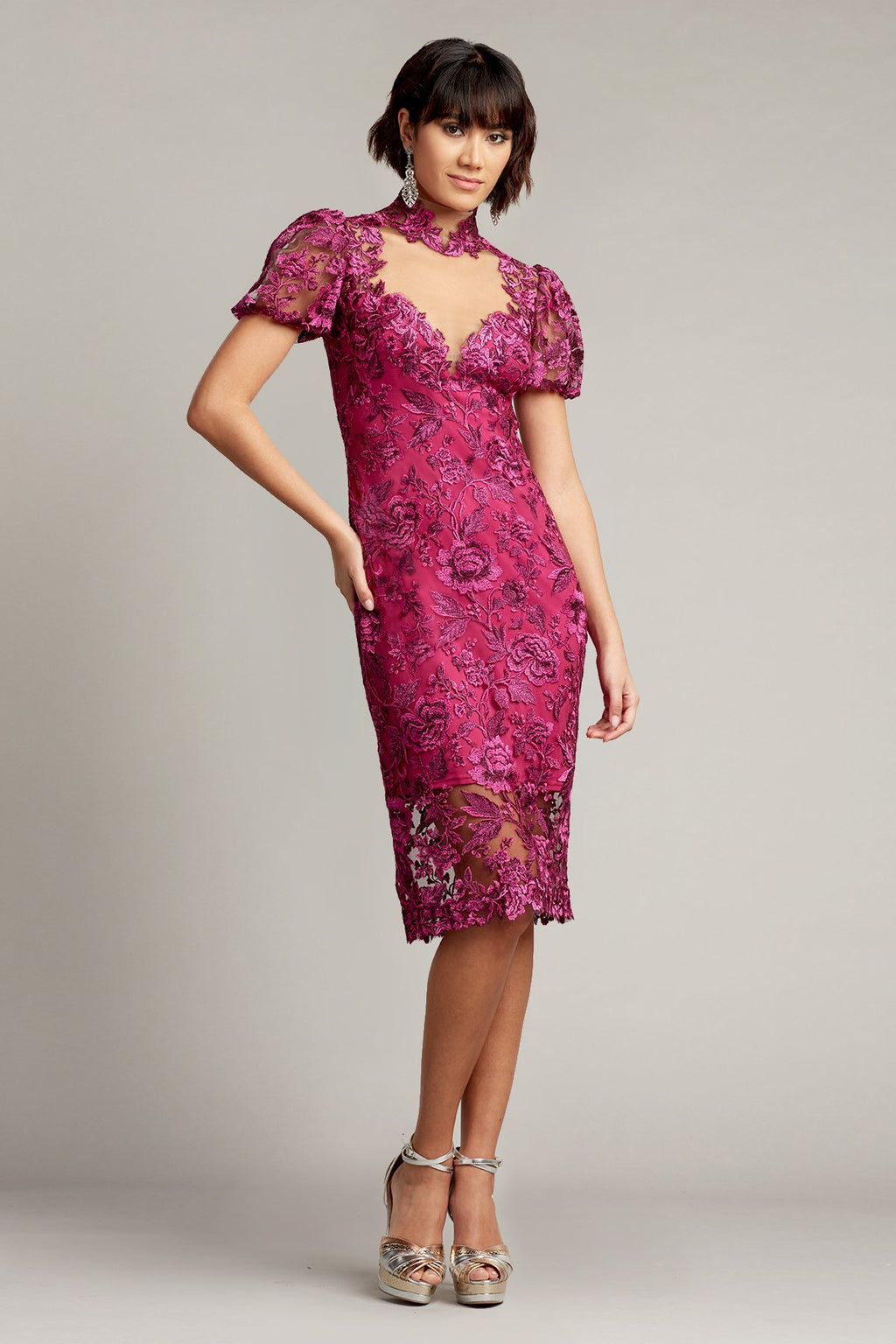 Daniela Embroidered Illusion Dress