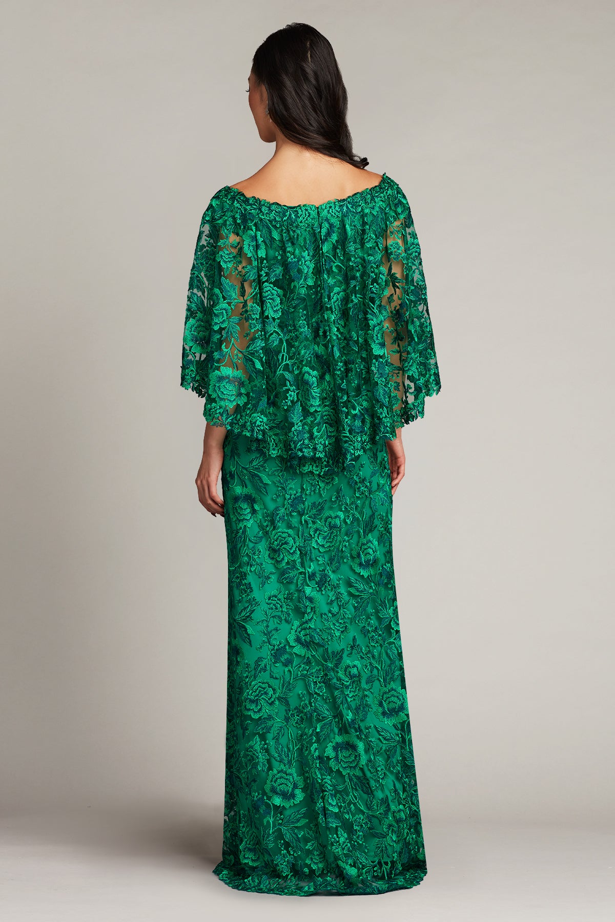 Arvid Embroidered Capelet Sleeve Gown
