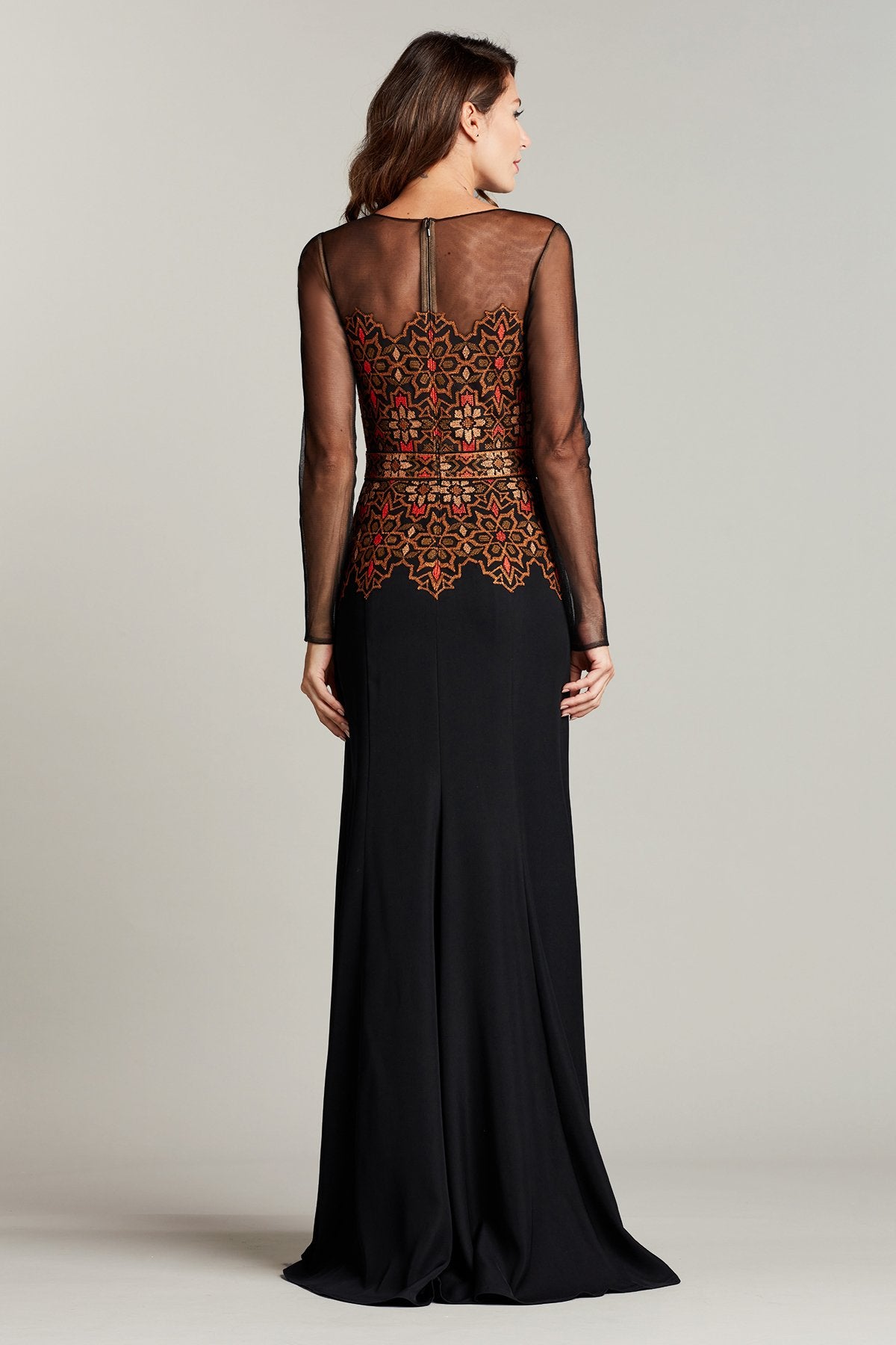 Ekin Embroidered Tulle & Crepe Gown