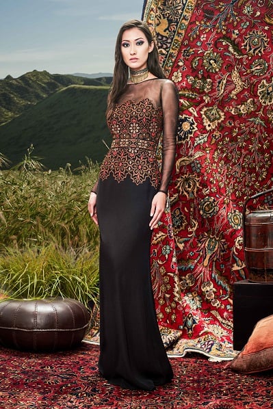 Ekin Embroidered Tulle & Crepe Gown