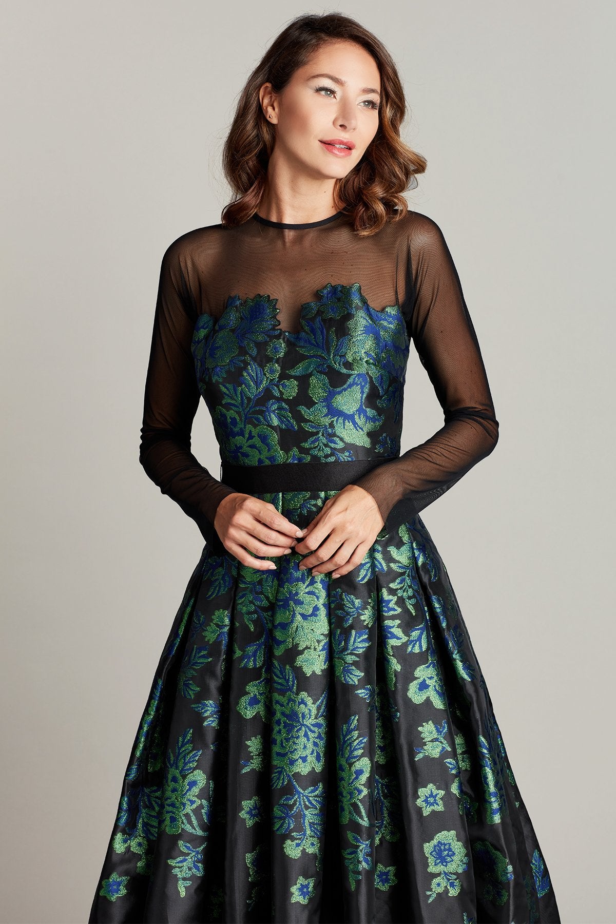 Beyza Organza Jacquard Cocktail Dress