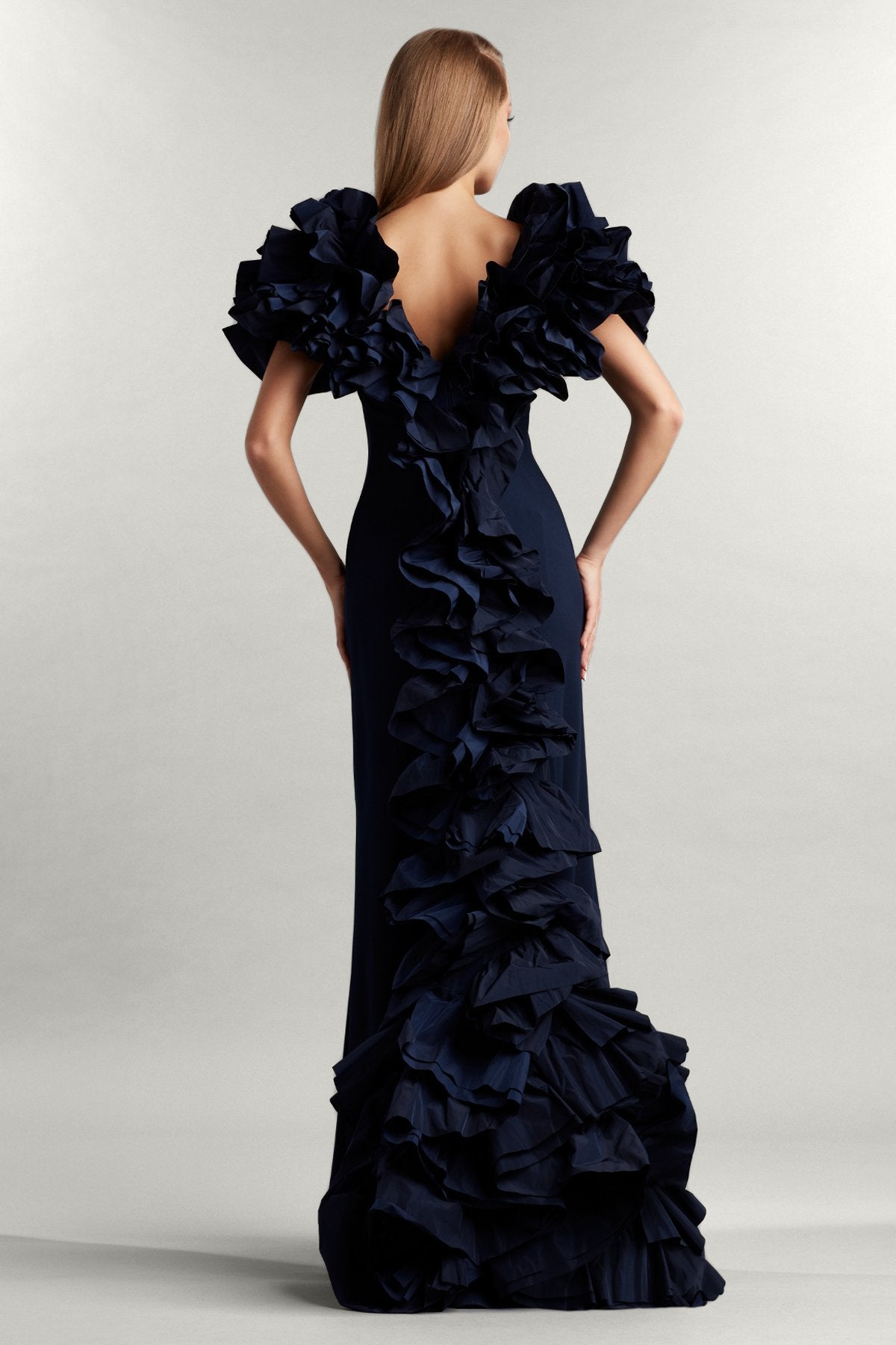 Serenay Ruffle Taffeta Gown