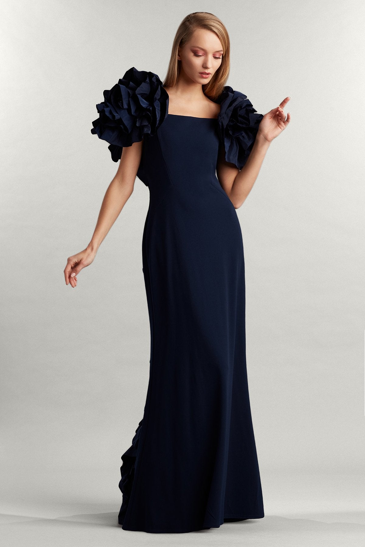 Serenay Ruffle Taffeta Gown