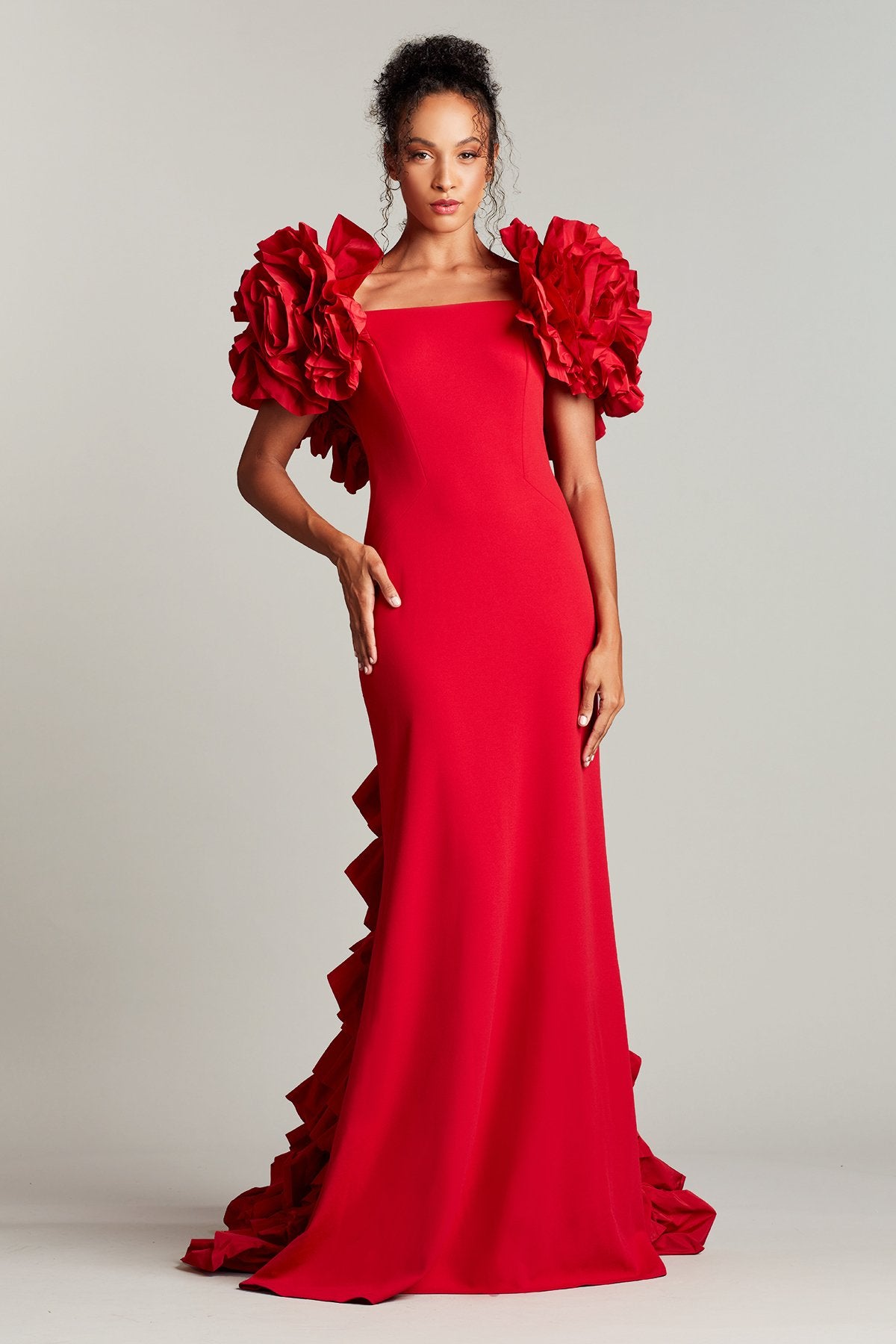 Serenay Ruffle Taffeta Gown