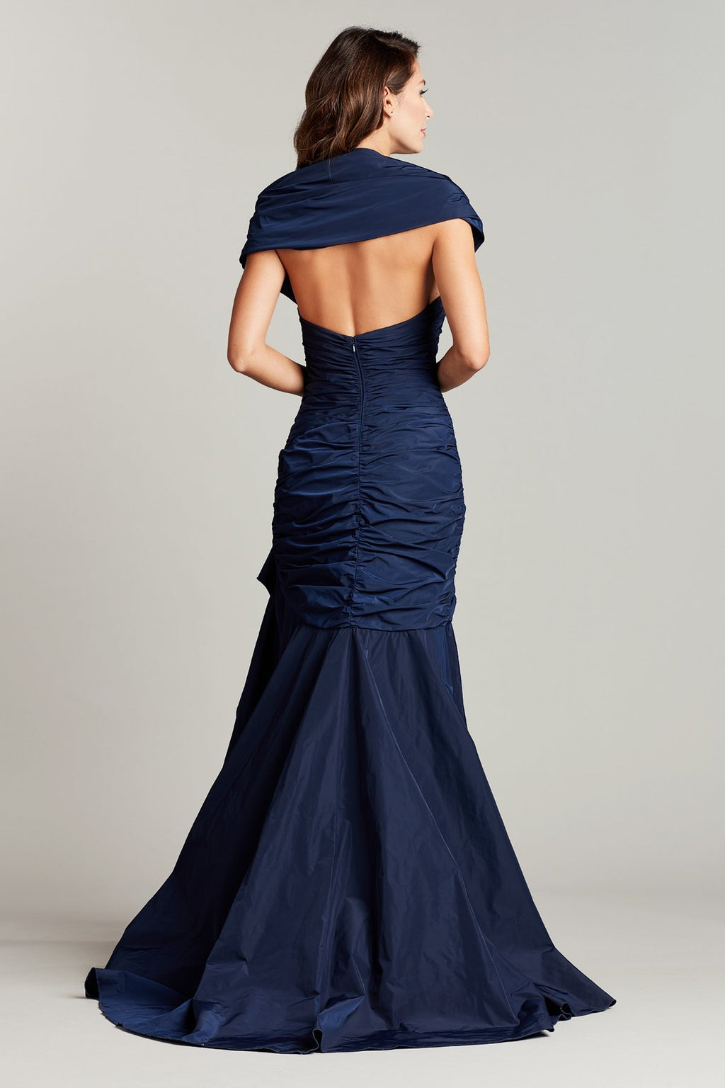 Pinar Asymmetric Draped Taffeta Gown