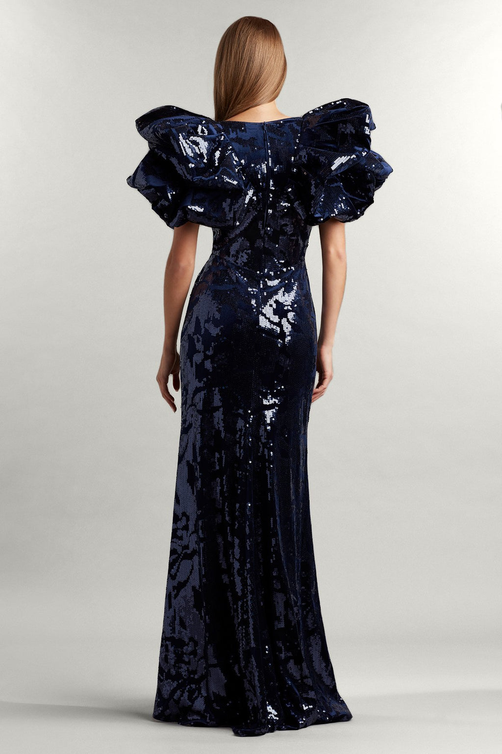 Derya Sequined Bubble Sleeve Gown