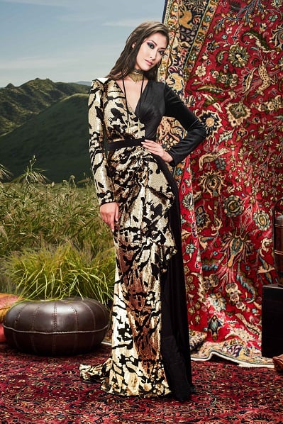 Taban Sequined Velvet Gown