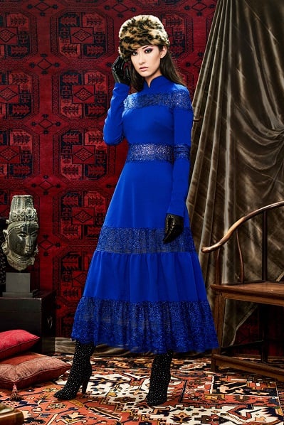 Tuya Embroidered Panel Midi Dress