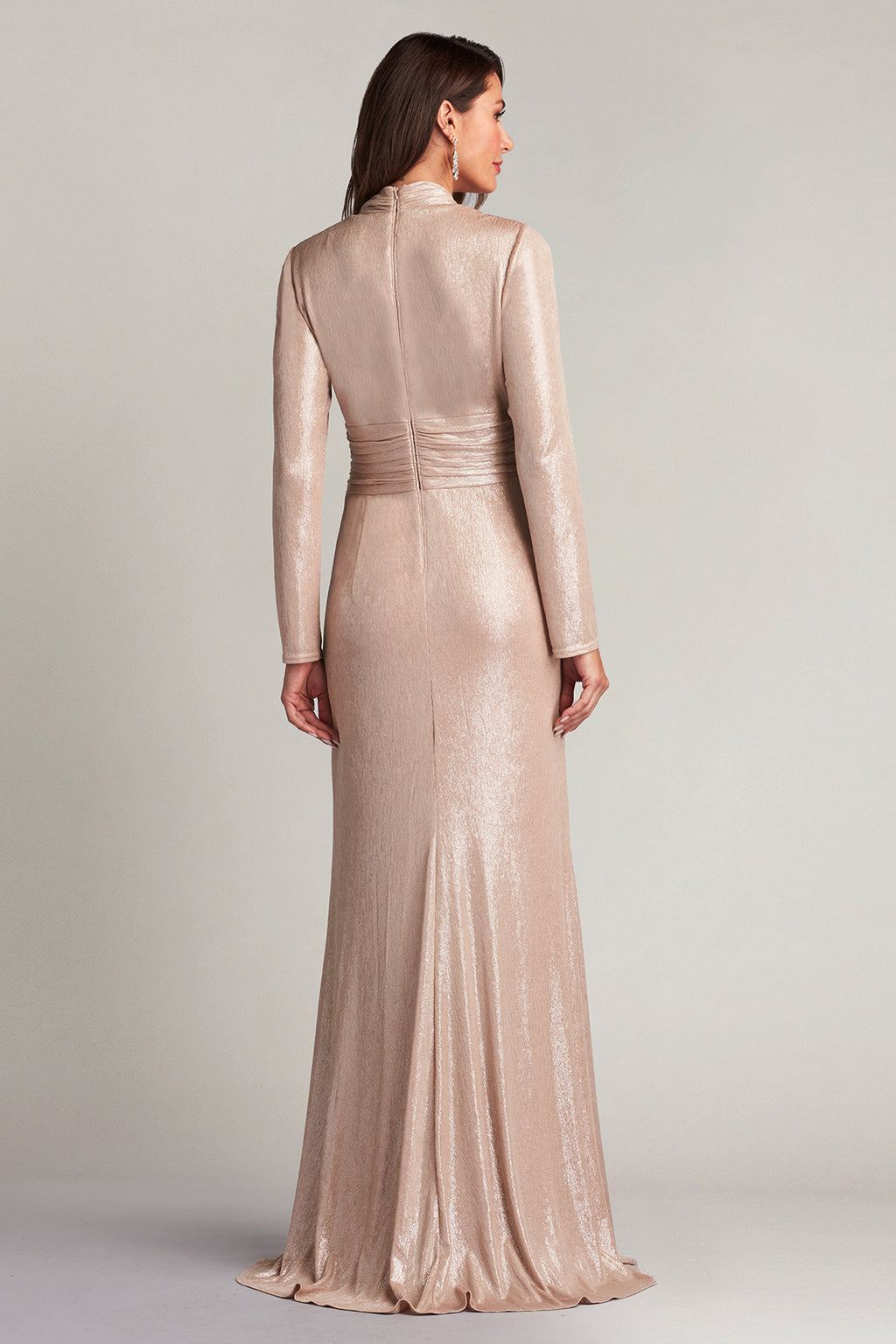 Imanie Draped Lamé Gown