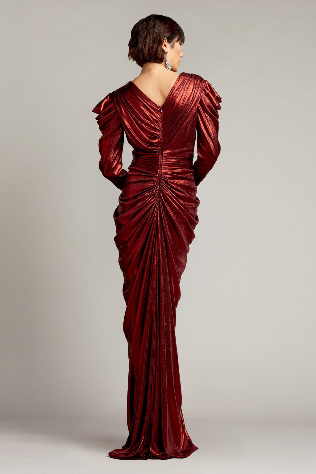 Lava Draped Metallic Lamé Gown