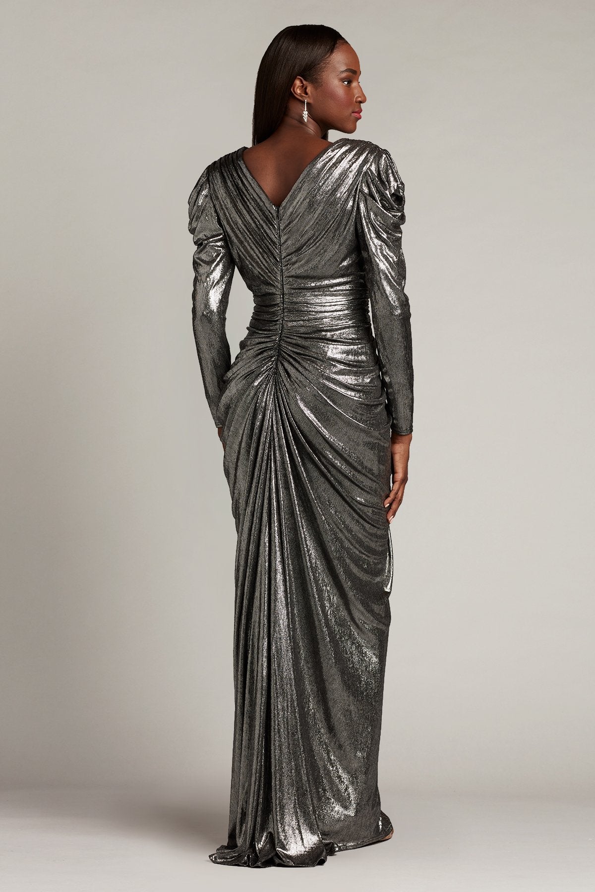 Lava Draped Metallic Lamé Gown