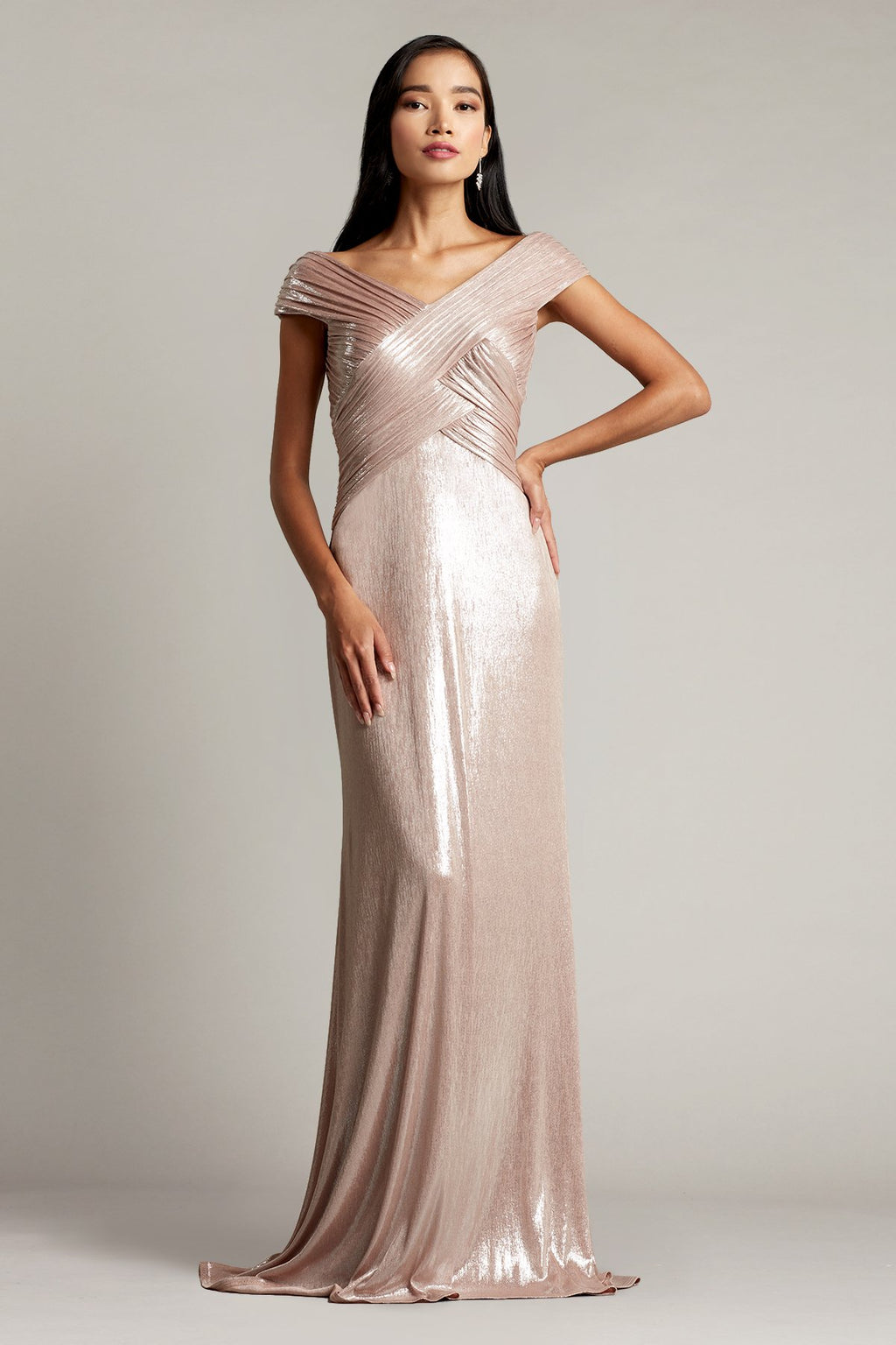Constance Pleated Lamé Gown