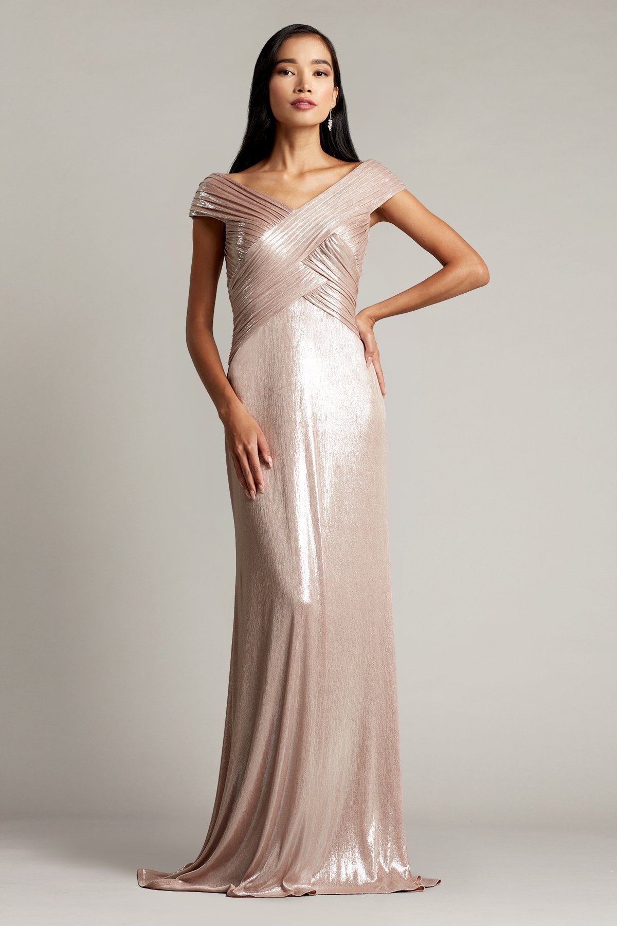 Constance Pleated Lamé Gown