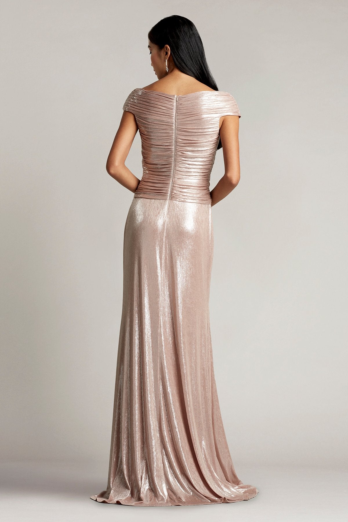 Constance Pleated Lamé Gown
