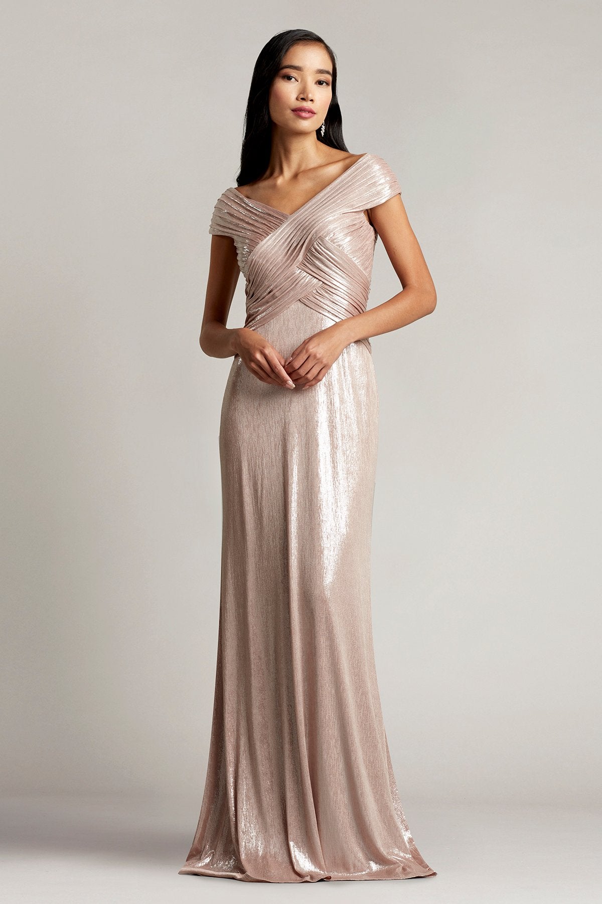 Constance Pleated Lamé Gown