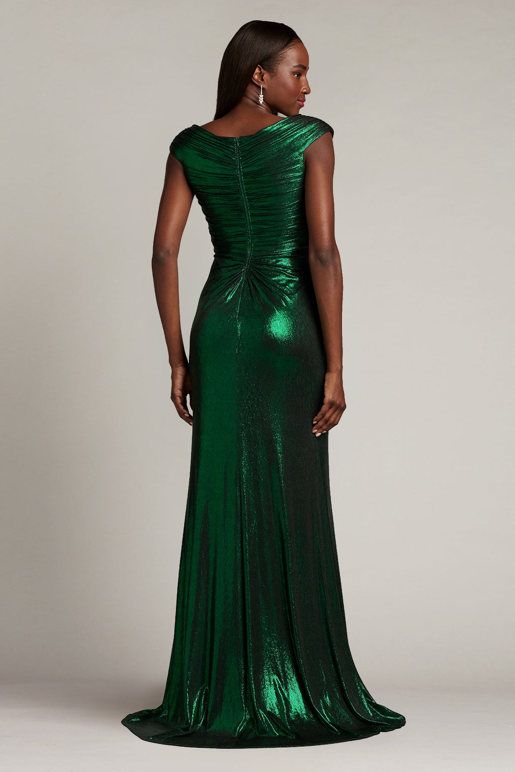 Lucia Draped Metallic Lamé Gown
