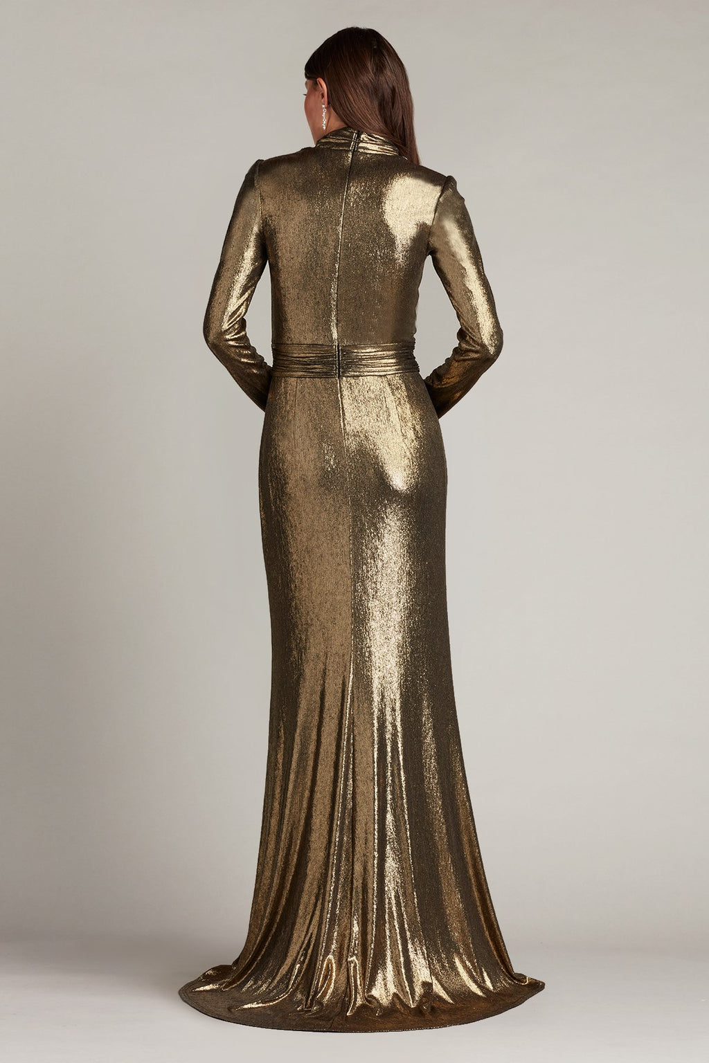 Vienna Draped Metallic Lamé Gown