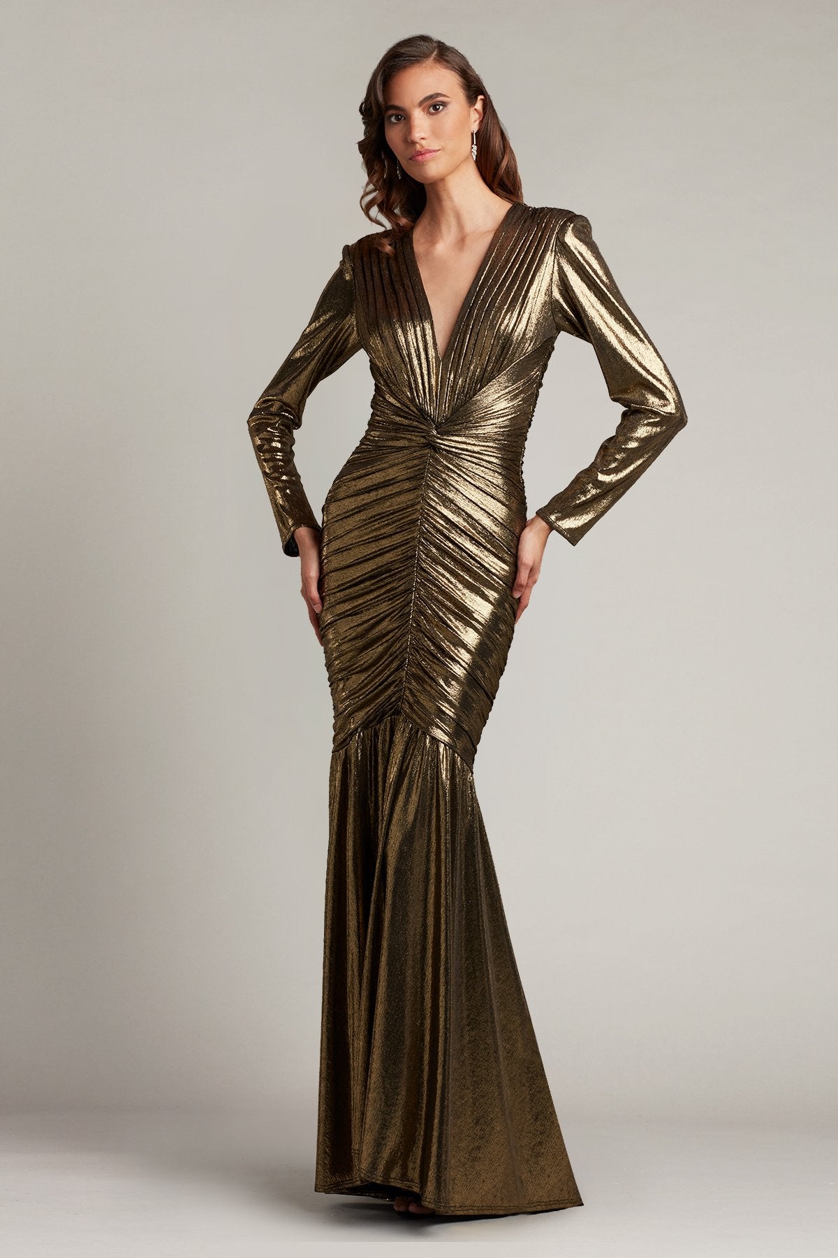 Camellia Metallic Twist Drape Gown – Tadashi Shoji Official Online