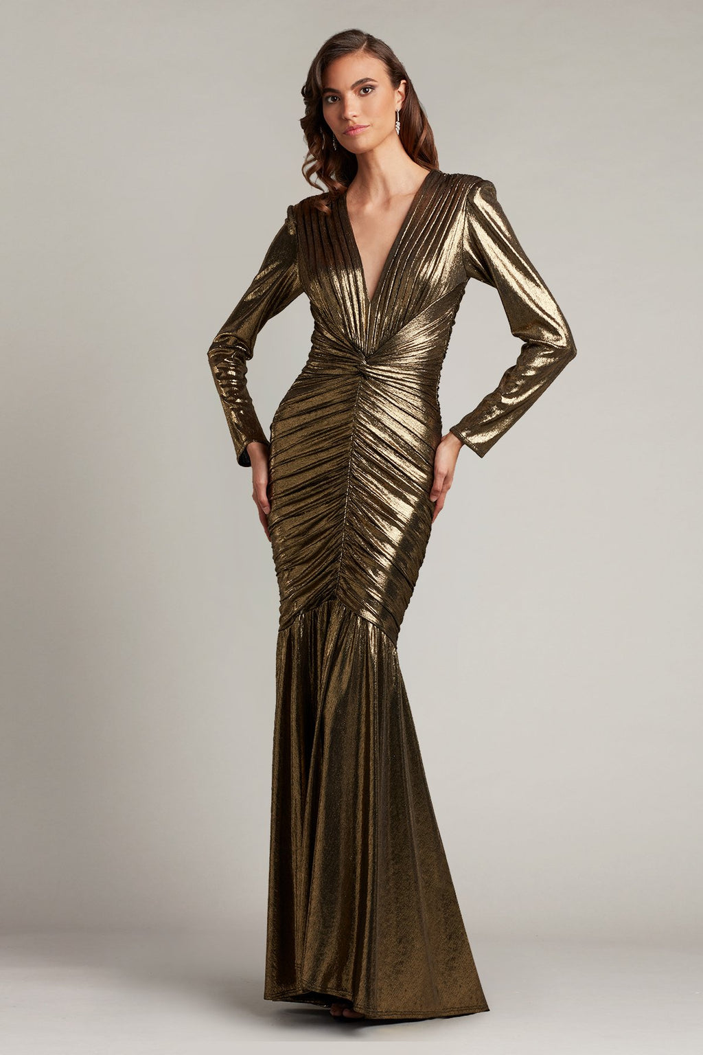 Camellia Metallic Twist Drape Gown