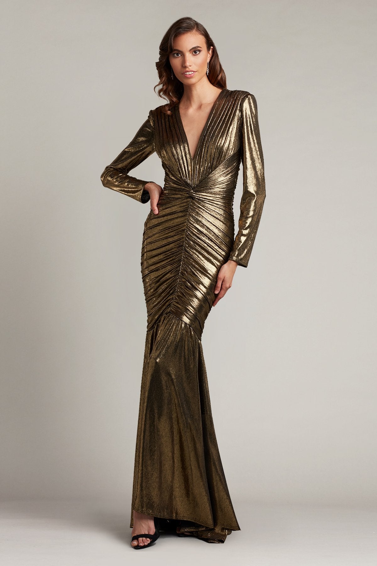 Camellia Metallic Twist Drape Gown – Tadashi Shoji Official Online