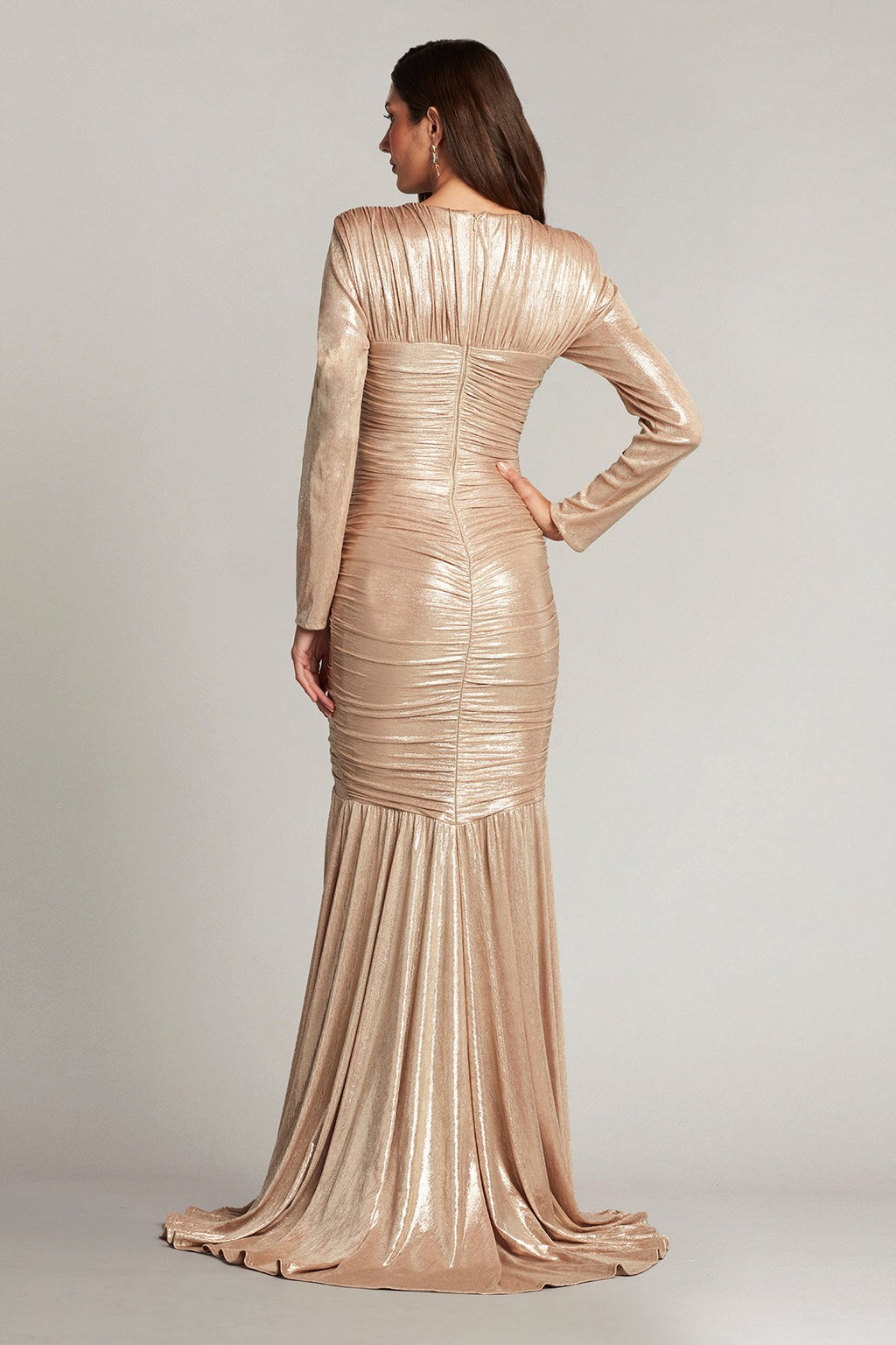 Camellia Metallic Twist Drape Gown